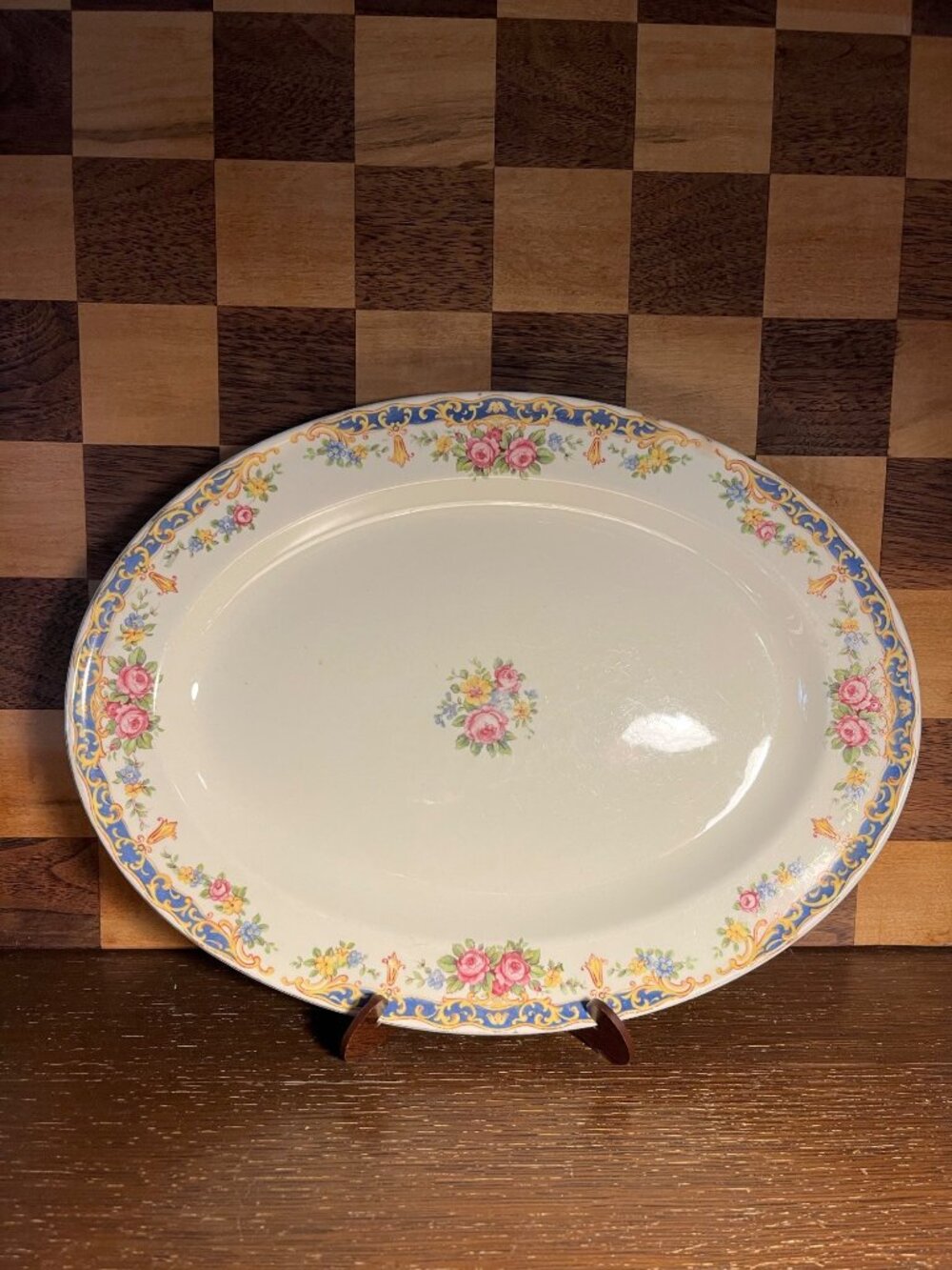 Vintage Edwin M Knowles Victoria Floral Platter A113, couple small chips
